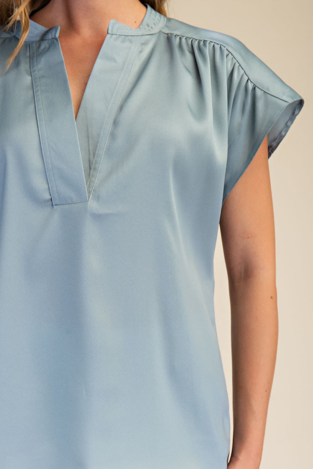 Cap sleeve Dusty Blue Top
