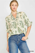 Willow Vine Ruffle Trim Blouse