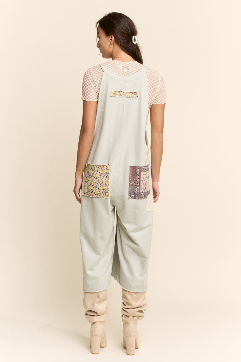 Cotton patchwork romper/jumpsuit with adjustable strap PRESALE
