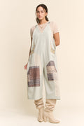 Cotton patchwork romper/jumpsuit with adjustable strap PRESALE