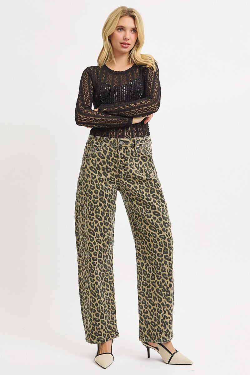 RISEN SLOUCHY LEOPARD BARREL PANTS