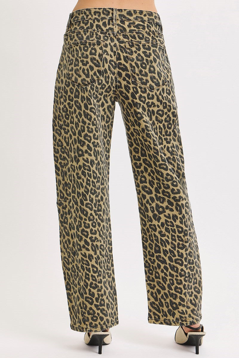 RISEN SLOUCHY LEOPARD BARREL PANTS