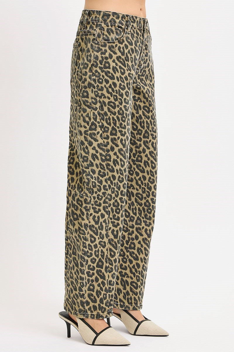 RISEN SLOUCHY LEOPARD BARREL PANTS